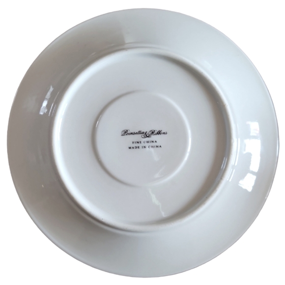 1 Vtg 90s Footed Cup Saucer Fairfield Fine China Poinsettia & Ribbons Gold Trim - Picture 3 of 8